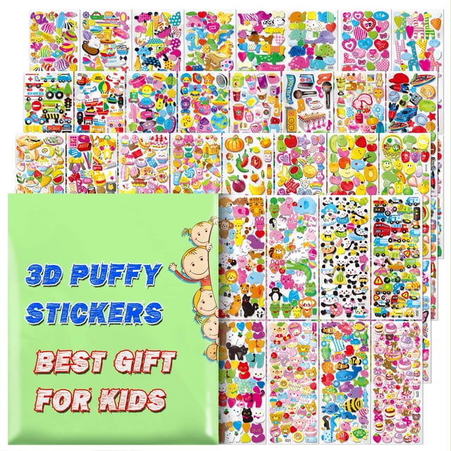 Pegatinas Sinceroduct 3D Puffy para niños, más de 3200 bonitas pegatinas