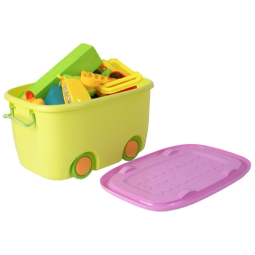 Stackable Toy Storage Box with Wheels, Set of Small and Large, Yellow - Walmart.com