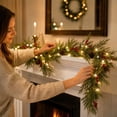 thumbnail image 5 of Qwtwty 6 ft Christmas Decor Artificial Garland with Lights, Fake Vines Real Touch Artificial Norfolk Garlands for Mantle, Fireplace, Table Decor, 5 of 8
