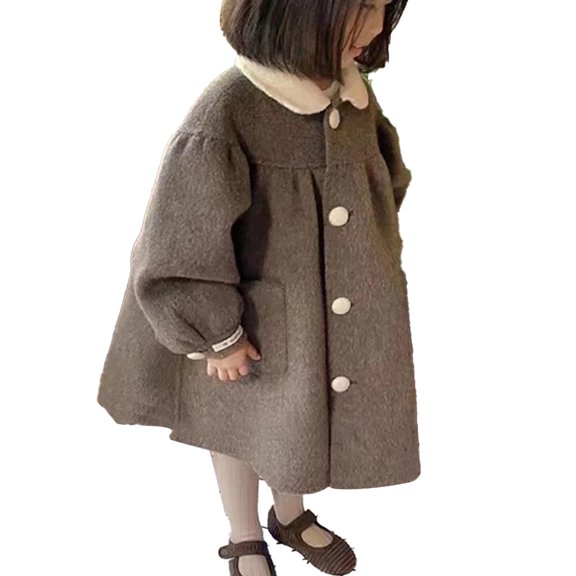 Beautyzll Toddler Baby Girls Winter Stripes Coat Dress 2-11Y Kids Lapel Collar Coats Long Jackets