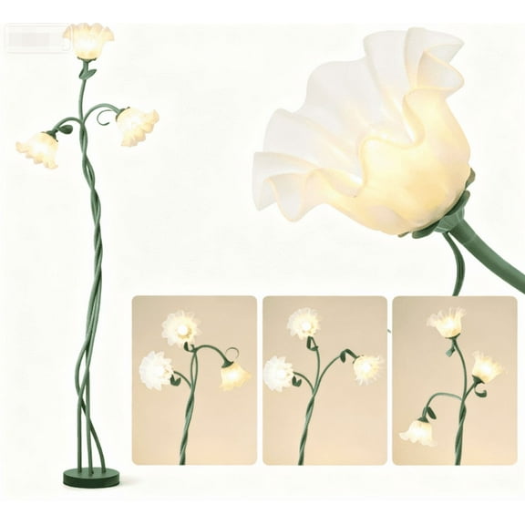LapEasy Flower Floor Lamp for Living Room Bedroom, 3 Light Floor Reading Lamp with 3 Color Temperatures, Tall Flower Reading lamp with Flexible Neck Shaft for Bedroom Decor