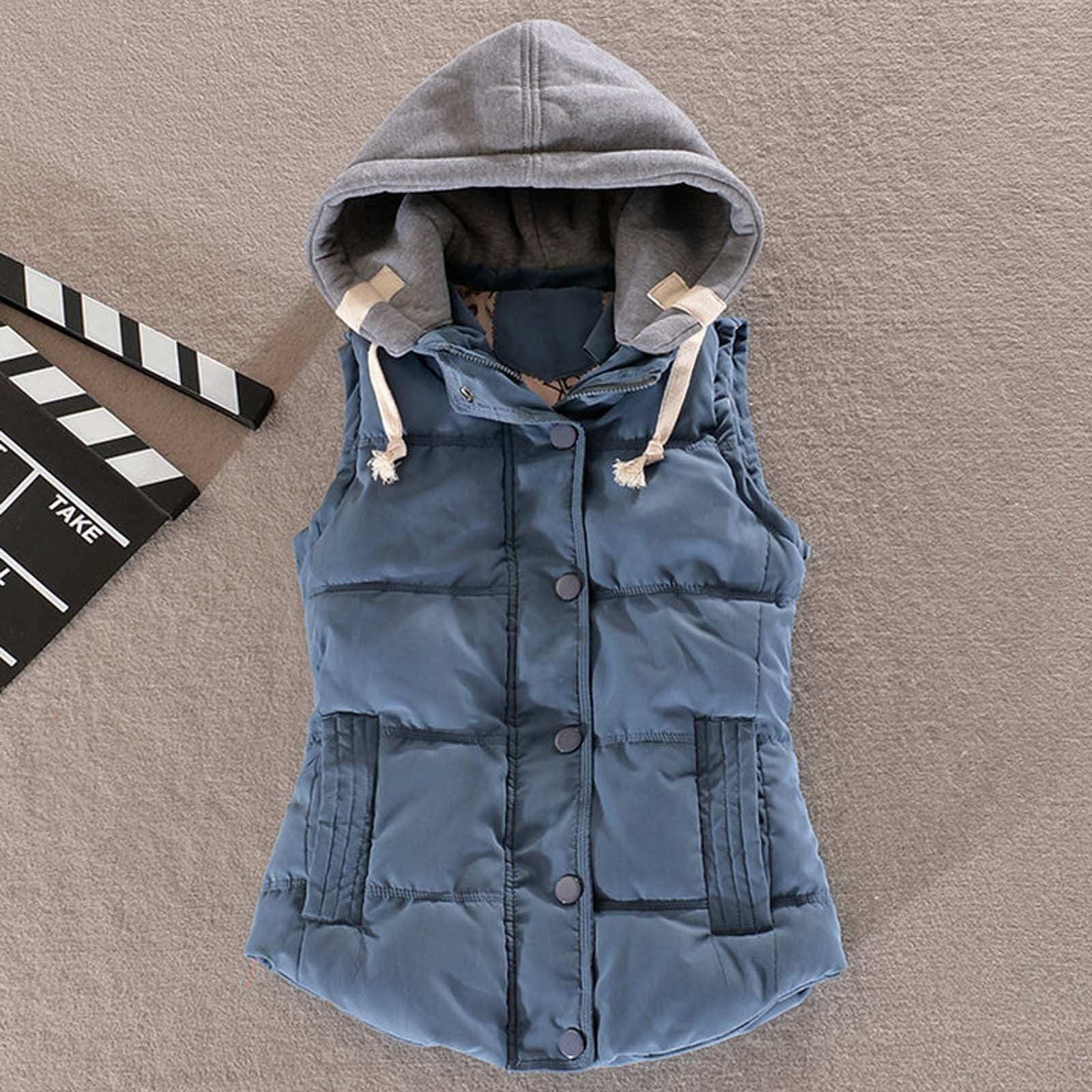 Drppepioner Femmes Casual Fermetures a Glissiere en Vrac Sans Manches Solide Chaud Manteau tops Gilet Walmart