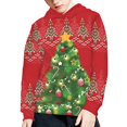 thumbnail image 5 of Xoenoiee Kids Hoodies Pullover Sweater Fall Winter Sweatshirt with Long Sleeve and Front Kangaroo Pocket for Traveling Hiking Jogging, Christmas Tree Bulb Candy Pattern, S, 5 of 7
