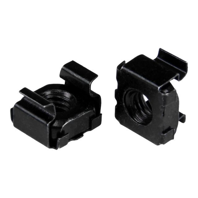 StarTech.com M6 Cage Nuts - 50 Pack, Black - M6 Mounting Cage Nuts for Server Rack & Cabinet (CABCAGENUT6B) - Cage nuts - black (pack of 50) - for P/N: RACK-18U-20-WALL-OA, RACK-21U-20-WALL-OA, RACK-24U-20-WALL-OA, RK12OD2, RK3236BKF
