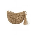 thumbnail image 2 of Topumt Half Moon Straw Women Summer Rattan Handmade Woven Beach Bohemia Cross Body Bag, 2 of 5
