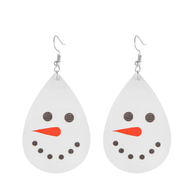 Pendientes de traje de cuero con copos de nieve navideños Pendientes de cuero con gotas de agua a cuadros rojos Joyas navideñas Opción de regalo versátil