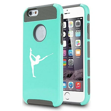 Twirling Accessories For Apple iPhone 7 Shockproof Impact Hard Soft Case Cover Female Gymnast Twirling Baton Gymnastics (Teal) ()