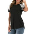 thumbnail image 5 of LELINTA Women's Round Neck Short Sleeve Shirts T-shirt Casual Round Neck Color Block Tunic Blouse Patchwork Tops Black, S-2XL, 5 of 7
