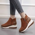 thumbnail image 2 of FRSASU Women's Wedge Platform Boots Casual Round Toe Side Zipper Fashion Sneakers Dress Short Boots, 2 of 6