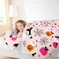 thumbnail image 3 of Manfei Halloween Kawaii Witch Hat Ghost King Size Comforter Sets 3pcs, Cute Pumpkin Cobweb Star Pattern Comforters King Size, Light Pink Black,Pink Reversible,1 Comforter and 2 Pillowcases, 3 of 6