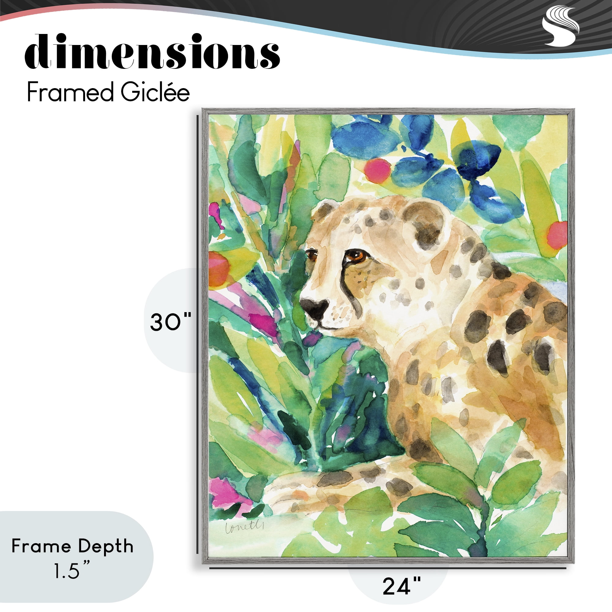 Stupell Industries Vibrant Chillin' Cheetah Gray Framed Giclee Art, design by Lanie Loreth