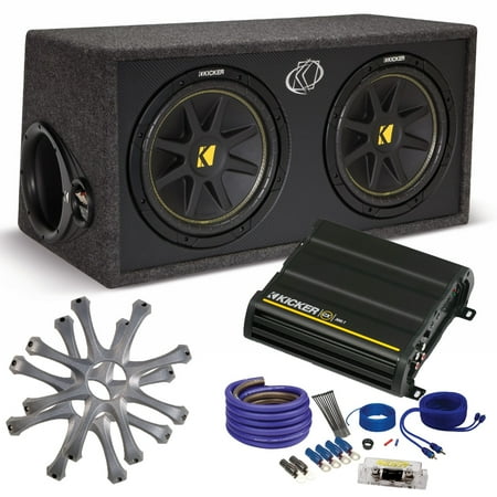 Kicker Comp Dual 12" package with Kicker CX300.1 300 watt monoblock, grilles, and wiring kit