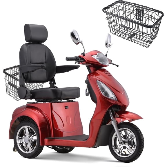QEASET Heavy Duty 3-Wheel Mobility Scooters,500 LBS Capacity for Seniors & Adults,31 Miles Long Travel Range