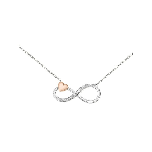 Keepsake Diamond-Accent Sterling Silver with 18K Rose Gold-Plating Infinity Heart Necklace