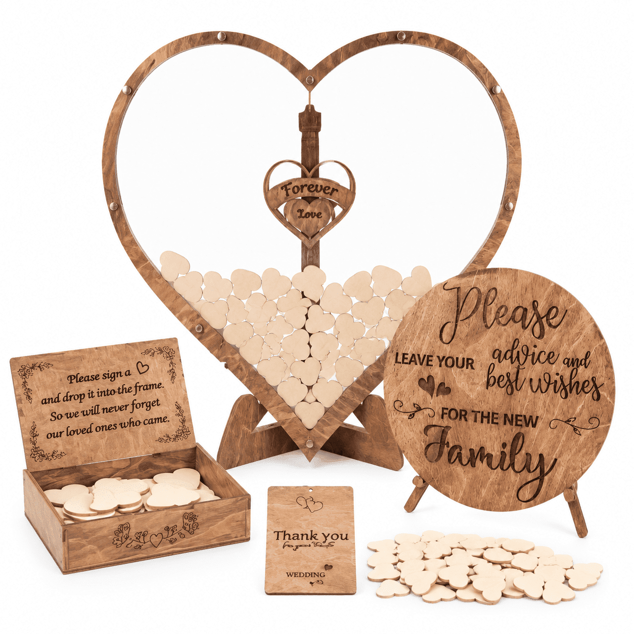 Wooden Heart Drop Box Guest Book, 15.75