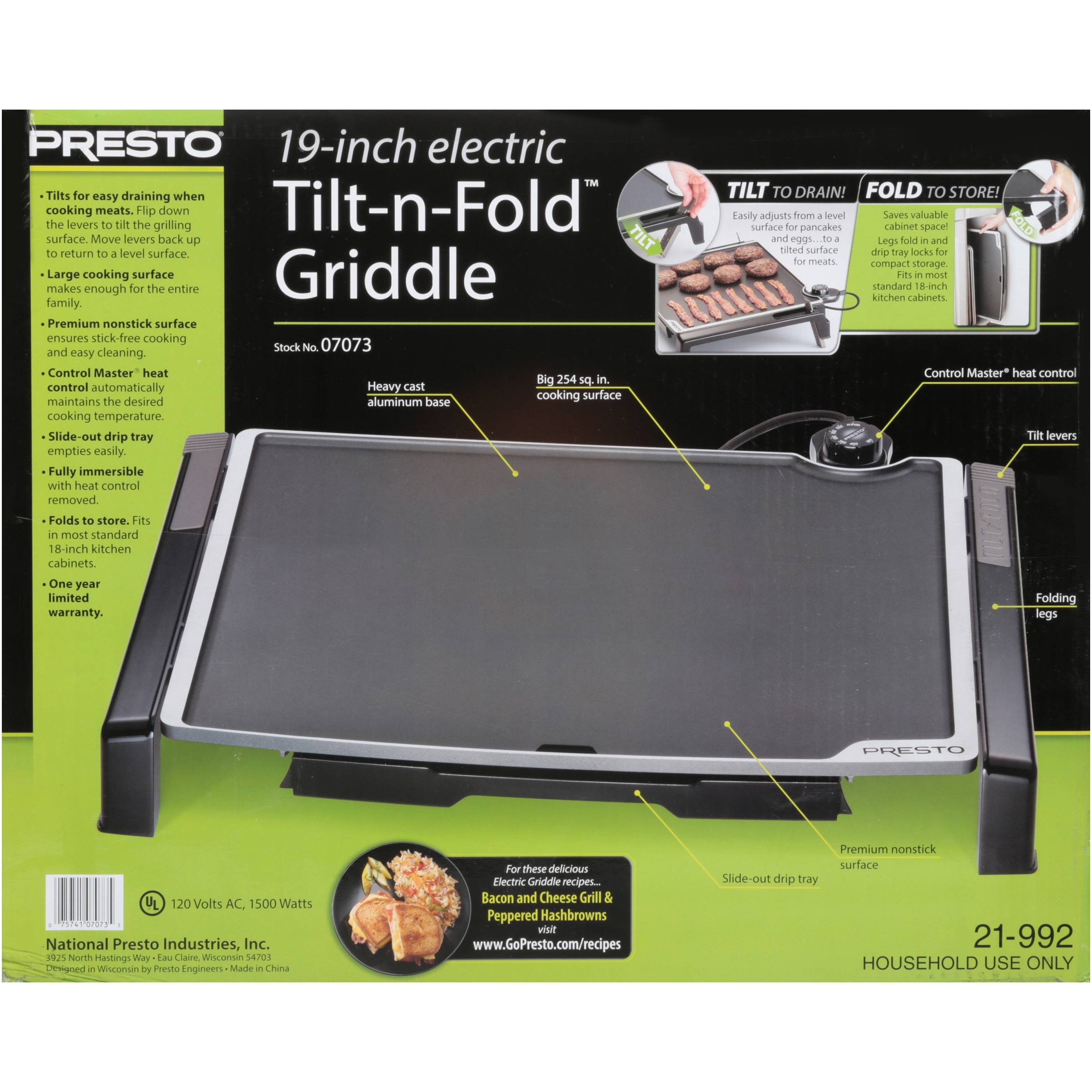 Presto 19inch Electric TiltnFold™ Griddle eBay