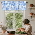 thumbnail image 5 of Watercolor Blue Flower Window Valance Curtain Floral Plant Rod Pocket Short Curtain for Living Room, Bedroom & Kitchen Window Decor 60x18in, 5 of 8