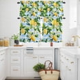 thumbnail image 3 of Summer Lemon Fruit Kitchen Curtains Valances and Tiers Set of 3 White Flowers Leaf Blue Stripes Tier Curtains and Valance with Rod Pocket for Small Windows, 27.5"x24", 3 of 9