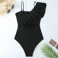 thumbnail image 4 of successthop One Shoulder Swimsuits for Women Black One Piece Bathing Suits Thong Solid Swimwear Beachwear M, 4 of 7