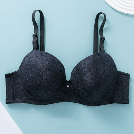 Elvqul Womens Solid Color Bras Nylon Black Ladies Underwear Bras