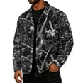 thumbnail image 3 of GrmtClth Autumn Mens Leaf Camo Heritage Trucker Jacket Long Sleeve Snap Buttons Relaxed Cut Road Trip Leisure Outerwear Black 2XL, 3 of 7