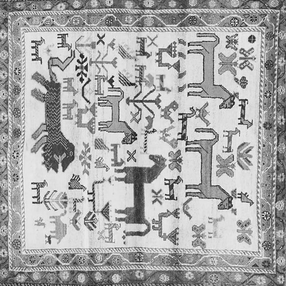 Ahgly Company Indoor Square Animal Gray Traditional Area Rugs, 3' Square
