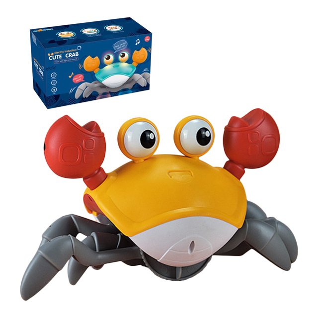 Juguete Sensorial JShteea Cangrejo LED para Bebés con Música Naranja