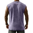 thumbnail image 5 of Solid Vintage Washed Crew Neck Muscle Tank Top Men Loose Wide Arm Cut Breathable Sleeveless Tee for Fitness Outdoor Casual Daily Looks Purple M, 5 of 5