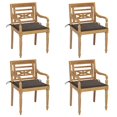 thumbnail image 1 of vidaXL Batavia Chairs with Cushions 4 pcs Solid Teak Wood, 1 of 5