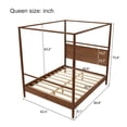 thumbnail image 7 of Euroco Wood Queen Size Canopy Bed, Platform Bed with Four Posters, Walnut, 7 of 7