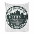 thumbnail image 1 of Detroit Soft Flannel Fleece Throw Blanket, Damaged Old Stamp of Michigan USA with City Map Location Tourism Travel, Cozy Plush for Indoor and Outdoor Use, 70" x 90", Black White Grey, by Ambesonne, 1 of 6
