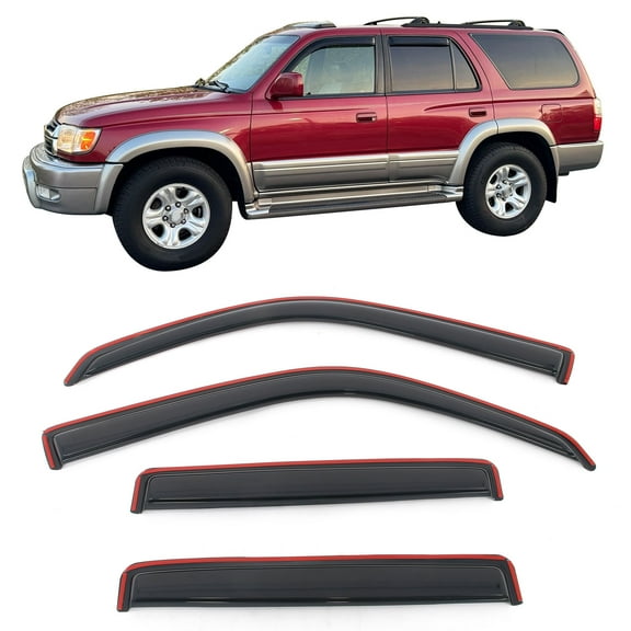 Ikon Motorsports In-Channel Window Visors Fits 1996-2002 Toyota 4Runner, Slim Style Side Door Rain Vent Guard Deflectors, Acrylic Smoke 4PCS
