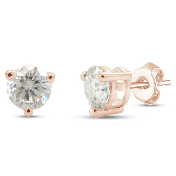 1 1/2 Carat 6MM Round Cut Lab Created Moissanite Diamond Solitaire Stud Earrings In 14K Rose Gold Over Sterling Silver Jewelry For Women (VVS1 Clarity, 1.50 Cttw)