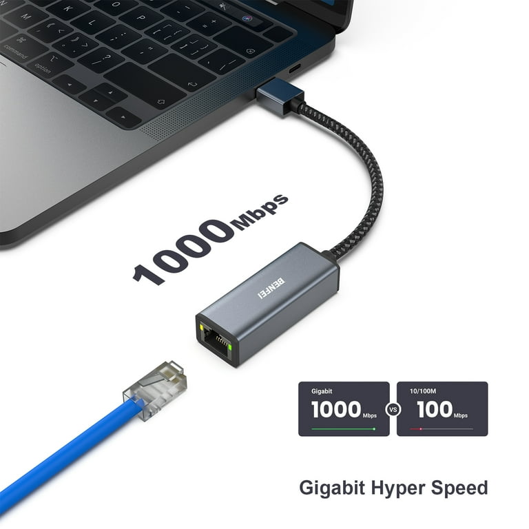USB C To Ethernet Adapter - Gigabit RJ45 Network Adapter 1000 Mbps, USB 3.0 To Ethernet For Laptop, MacBook, IPhone 15, Windows, Linux