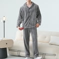 thumbnail image 5 of Dovford Men's Fleece Pajama Sets with Pockets, Long Sleeves Button Front Warm Pajamas Winter Sleepwear with Notched Collar, 5 of 7