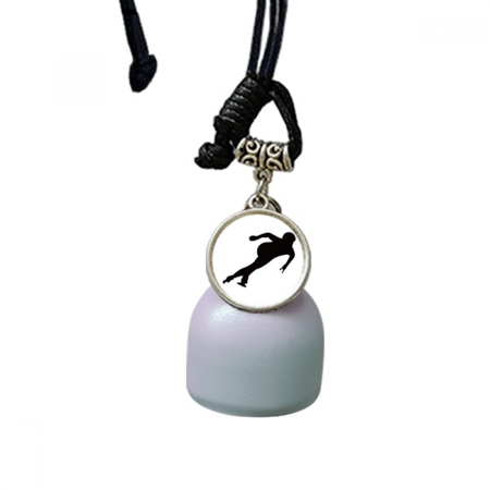 Skating Winter Sport Black Outline Wind Chimes Bell Car Pendant
