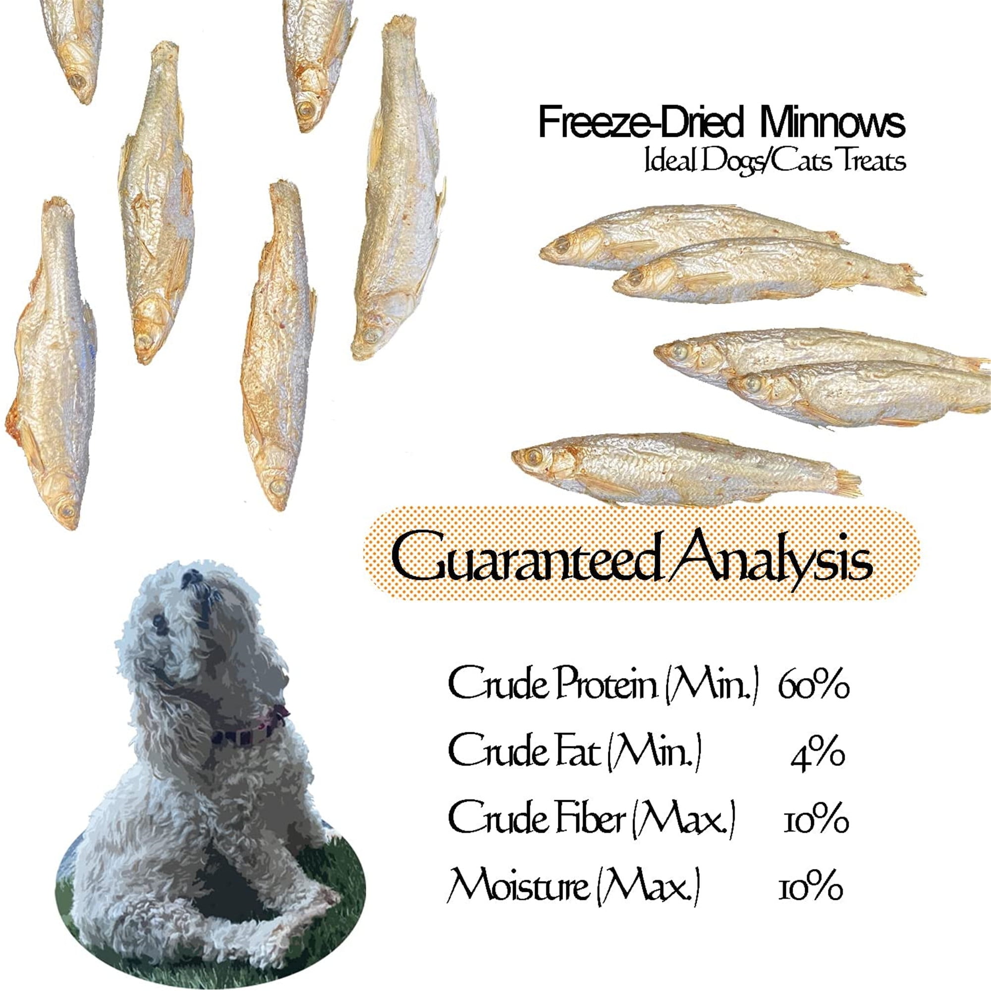 Amzey Freeze-Dried Minnows Family Size Dogs Cats Treats - 100% Natural - 7oz