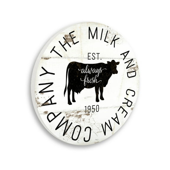 Stupell Industries Milk and Cream Company Vintage Sign Dairy Cow,12 x 12,Design By Jennifer Pugh