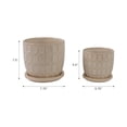 thumbnail image 4 of Decorative Flower Planter with Squoval Pattern and Saucer Plate - Home Decor Plant Pots for Indoor and Outdoor Styling - Perfect Plant Pots Accent for Plant Stand Indoor - Set of 2, 7", 6", Ivory, 4 of 13