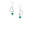 thumbnail image 2 of Delight Jewelry Silvertone Mini Two Sided Teal Heart Open Heart French Earrings, 2 of 4