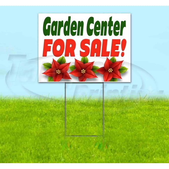 Garden Center For Sale (18" x 24") Yard Sign, Includes Metal Step Stake