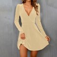 thumbnail image 5 of Levmjia Women's Velvet Dress Long Sleeve Deep V Neck Cocktail Party Mini Dress Bodycon Wrap Dress with Belt for Formal Evening, 5 of 7