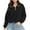 Black, variant on HUJlwoi Women's Half Zip Tops Fleece Long Sleeve Cropped Sweatshirt Drawstring Lightheight Sport Workout Pullover