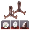 thumbnail image 4 of 2pcs Plate Display Stand Dish Easel Rack Desktop Display Holder Wood Easels, 4 of 8