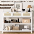 thumbnail image 4 of Selooye 47.2" Modern Console Table with 3 Rattan Drawers, Entryway Table with 3-Tier Storage Shelves, Narrow Long Sofa Table for Entryway, Hallway, Foyer and Living Room, White, 4 of 7