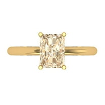 1.75 ct Radiant Cut Natural Morganite Solitaire 18K Yellow Gold Womens Engagement Ring