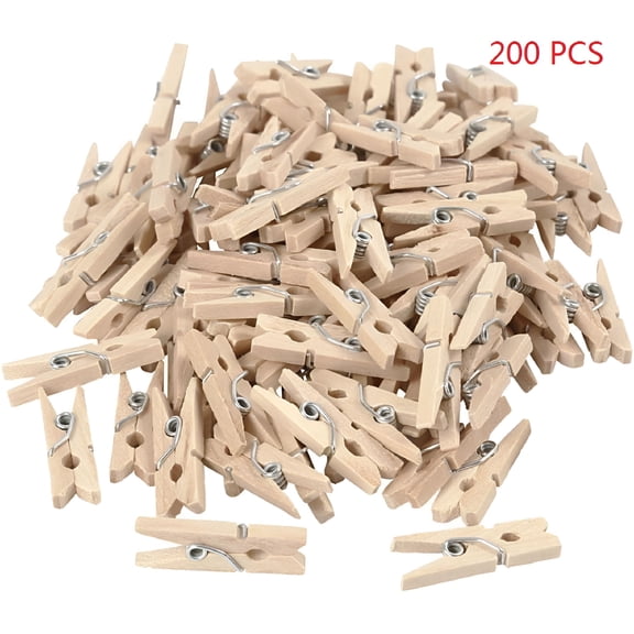 LAMIRO 200pcs 2.5cm Mini Wooden Spring Clothes Pins Pegs Paper Photo Memo Clips Crafts Decoration