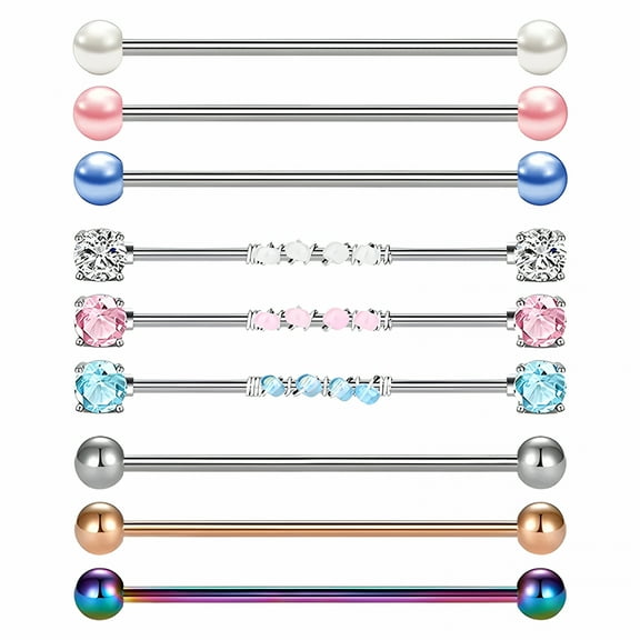 DESIGNICE 9 Pieces Industrial Barbell Earrings Fashion Body Piercing Jewelry,Industrial Piercing Jewelry