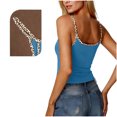 thumbnail image 6 of Camisole for Women Scoop Neck Spaghetti Strap Casual Slim Fit Leopard Print Trim Soft Stretchy Lightweight Summer Layered Look Tank Top, 6 of 6