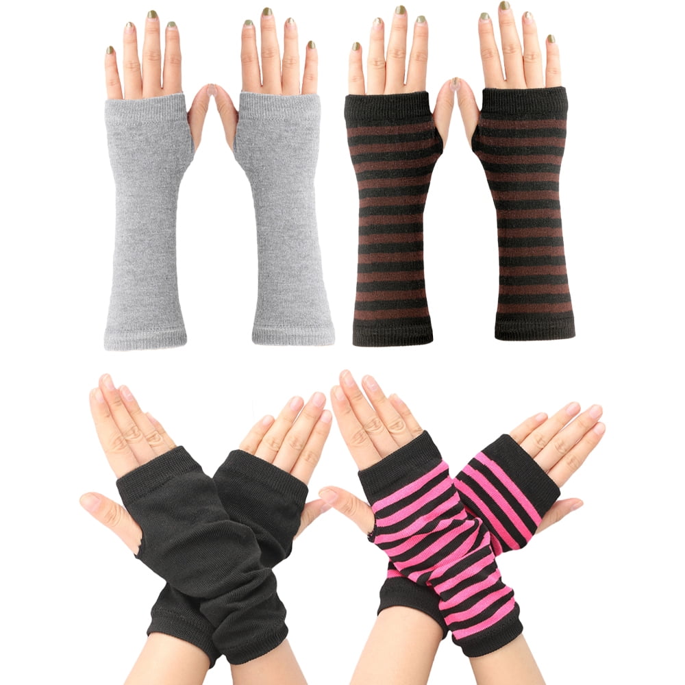 Warm Gloves with Thumb Hole Cozy Half Fingerless Typing Gloves Knit